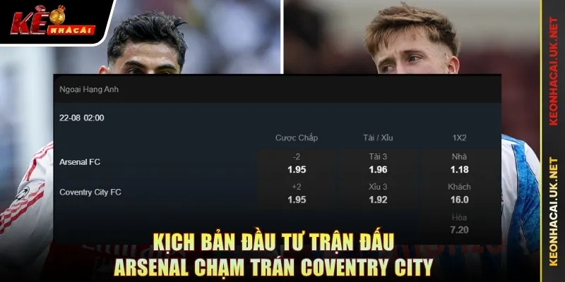 Kịch bản đầu tư trận đấu Arsenal chạm trán Coventry City